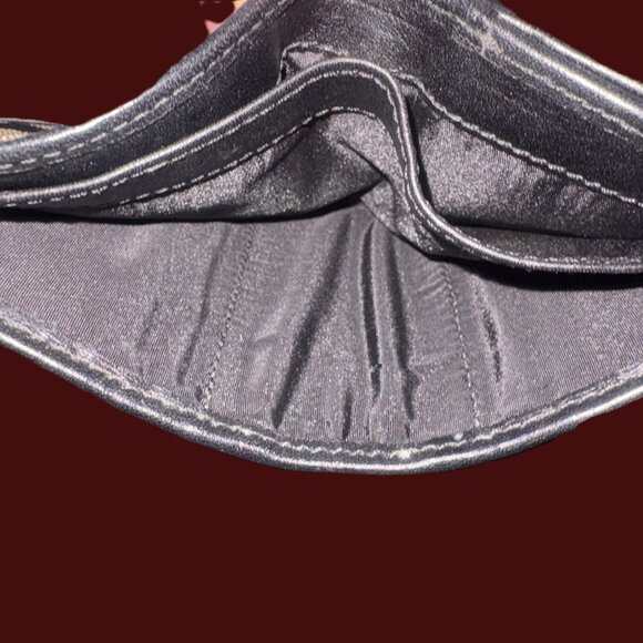 Coach Fold-Over Wallet-Signature Black Logo Canvas with Black leather Trim - Picture 4 of 12